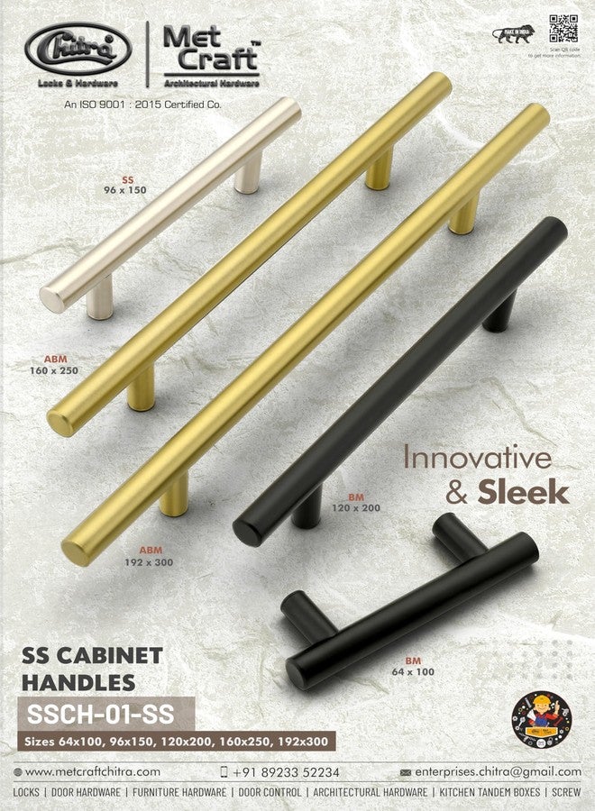 Met Craft Stainless Steel 10 Inches Cabinet & Drawer Handles, Furniture & Kitchen Handles, Pack of 8 Pieces (10 inch,Antique Brass) - Image 5